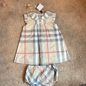 Burberry Baby Girl Pale Check Bloomer Dress set